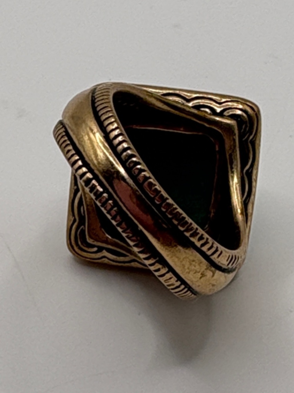 Studio Barse Turquoise and Golden Bronze Sunburst Square Ring 6.75 - Picture 2 of 8